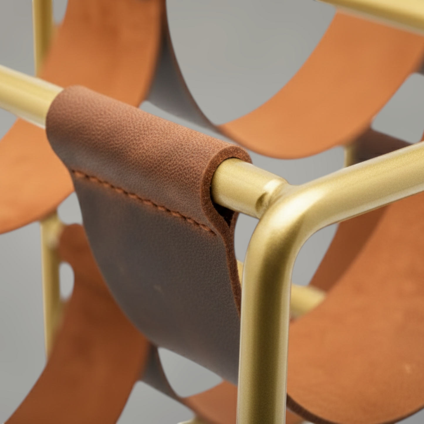 Leather & Brass Wine Rack — Handcrafted 6-Bottle Organizer
