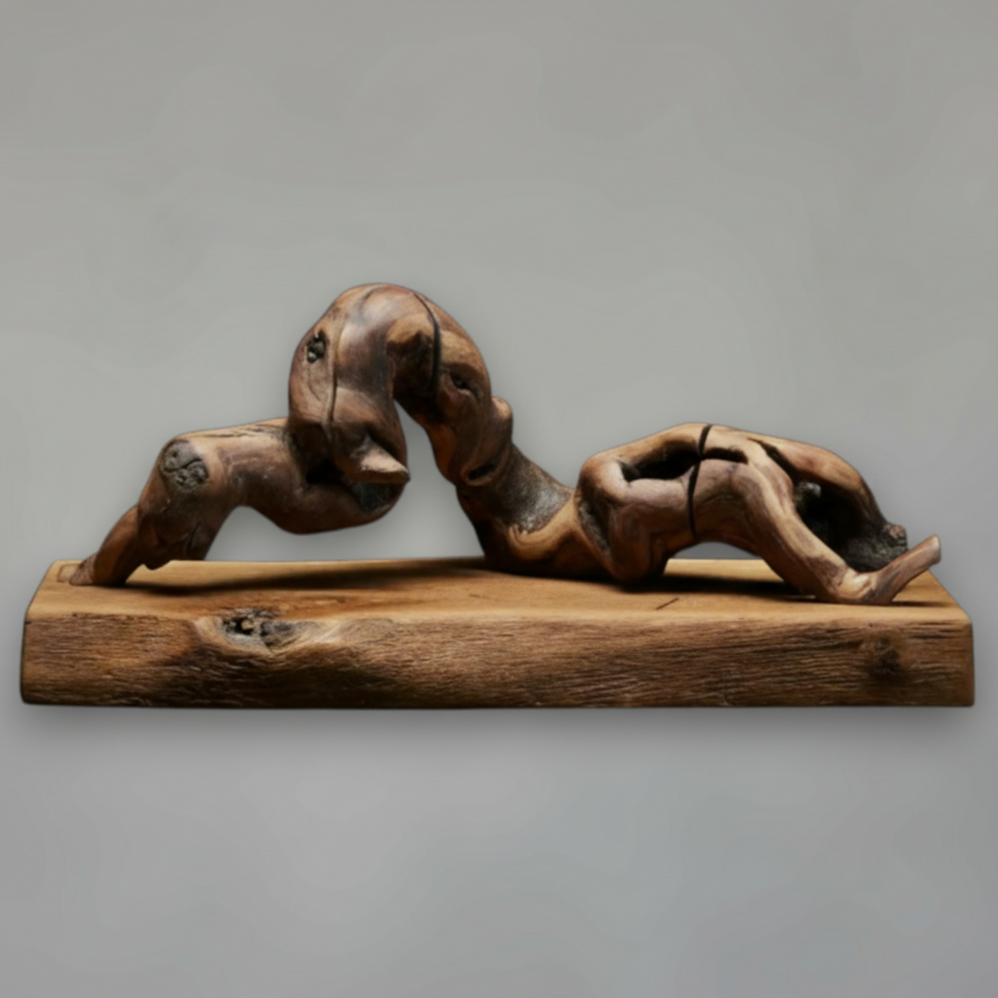 Sculptural Driftwood Knife Holder with Solid Wood Base