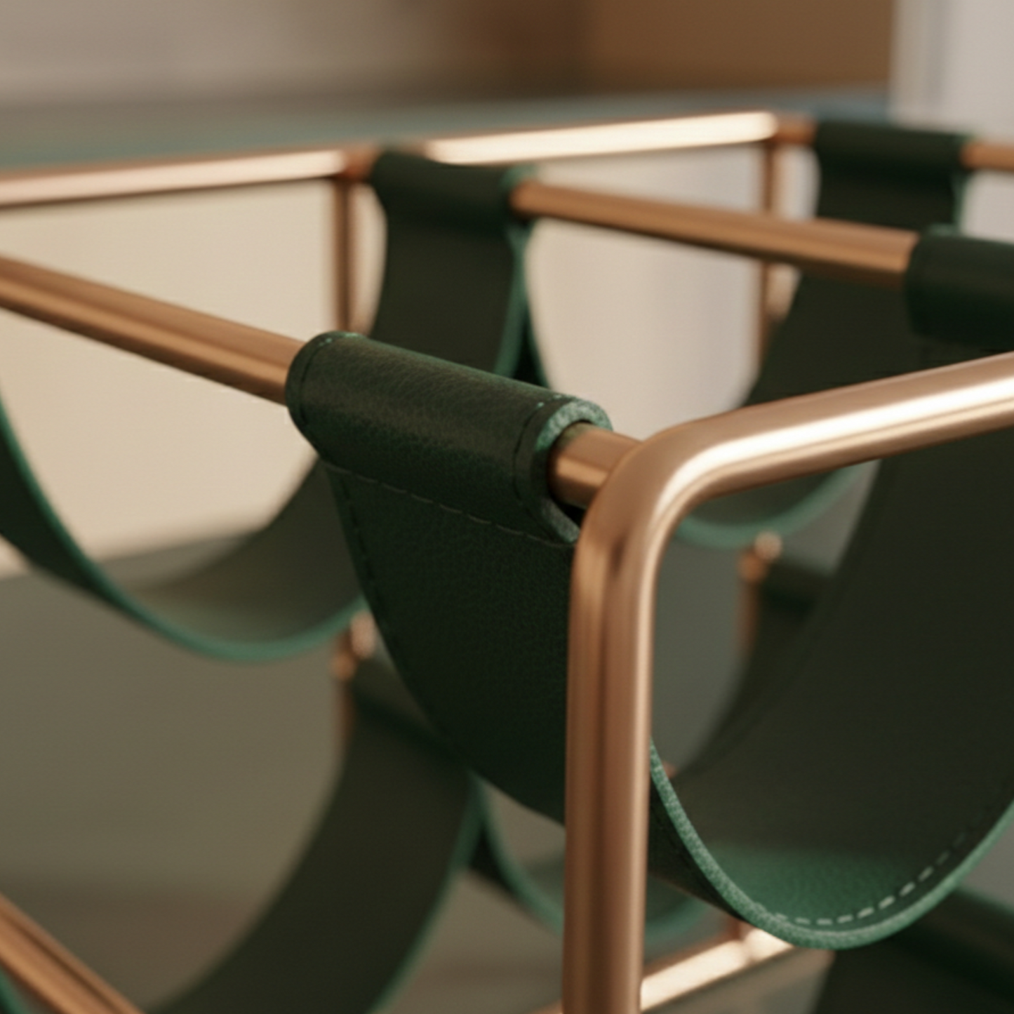 Leather & Metal Wine Rack — 6-Bottle Designer Organizer