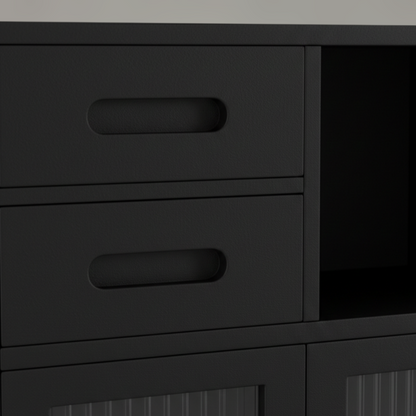 Premium Painted Alder Kitchen Organizer with Fluted Glass & Dual Drawers