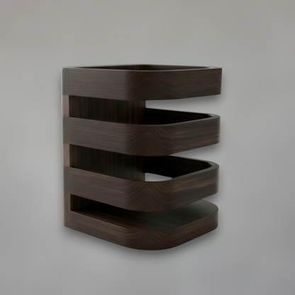 Solid Black Walnut Kitchen Utensil Holder — Modern Tiered Desktop Organizer