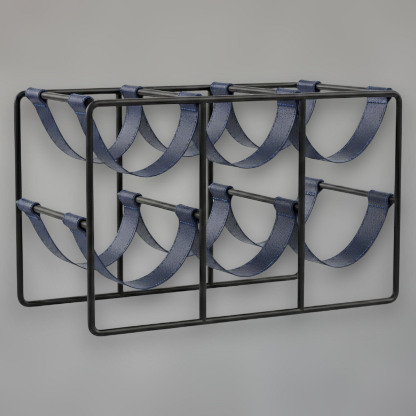 Leather & Brass 6-Bottle Wine Rack — Countertop Storage Organizer