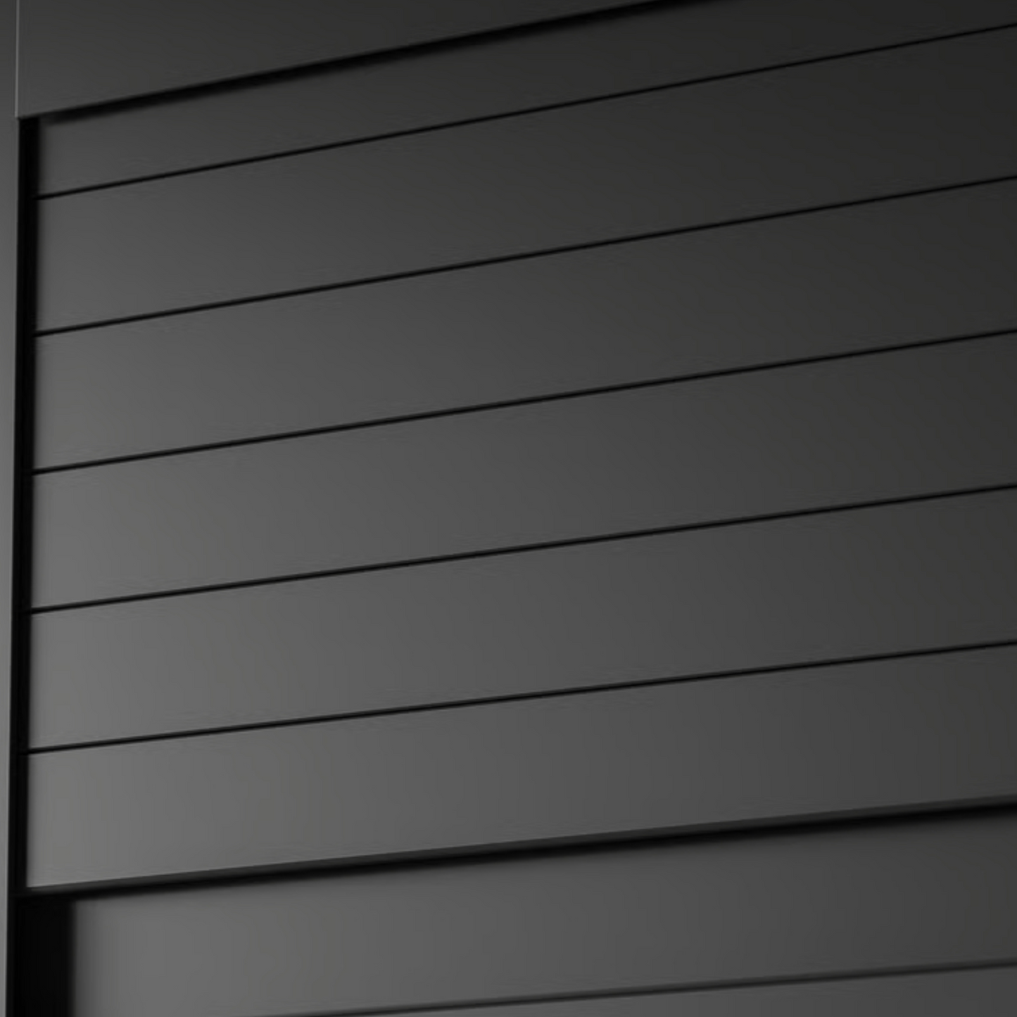 Modern Black Kitchen Appliance Station — Tambour Cabinet with Roller Shutter Door