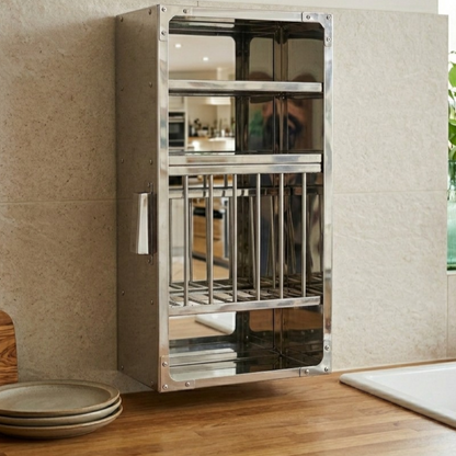 Wall-Mounted Stainless Steel Dish Rack — Multi-Tier Kitchen Storage & Drying System