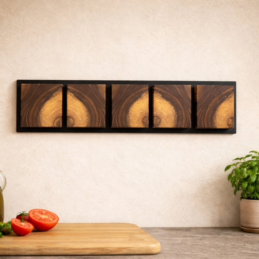 Solid Wood Walnut Magnetic Knife Holder | Geometric Wall Display