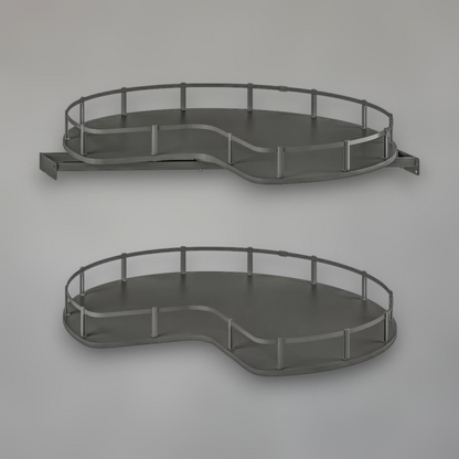 Magic Corner Pull-Out Shelving System — Grey Kidney-Shaped Storage for Blind Corner Cabinets